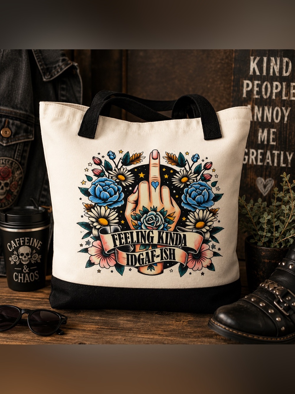 Feeling Kinda IDGAF-ish Tote Bag | Handmade |